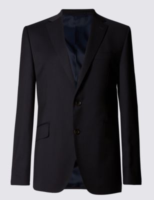 Navy Tailored Fit Single Breasted 2 Button Jacket